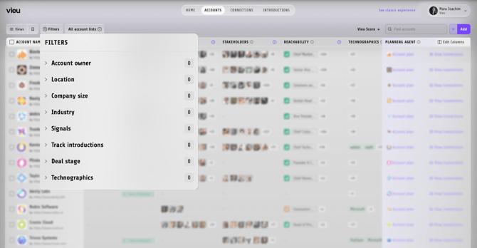 Filters Accounts